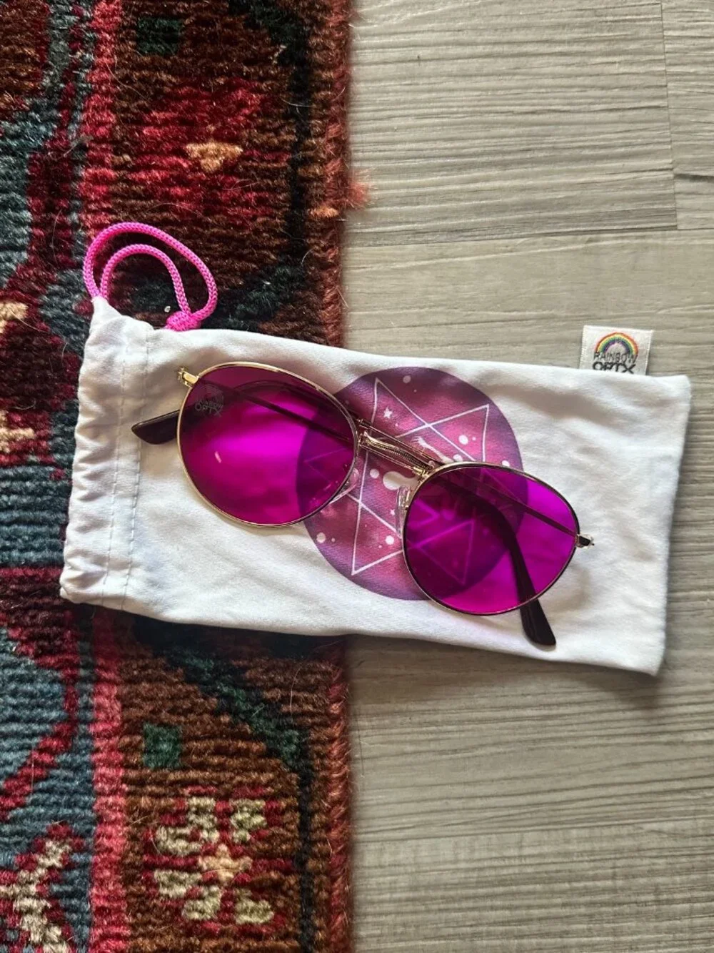 Rainbow Optx Round Wireframe Magenta Sunglasses